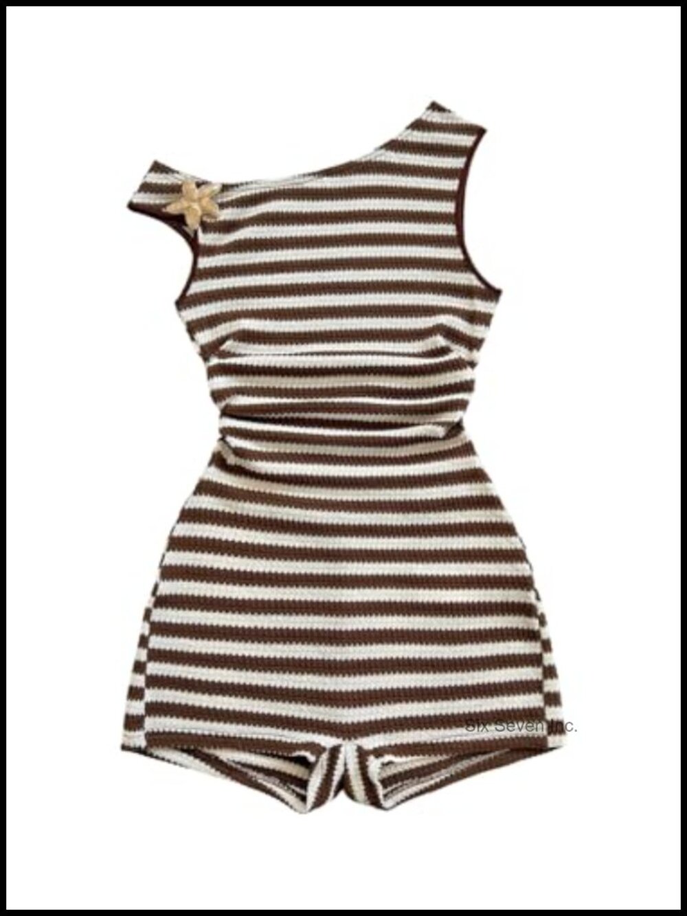 Striped One Piece Romper Off Shoulder Sleeveless Short Jumpsuit